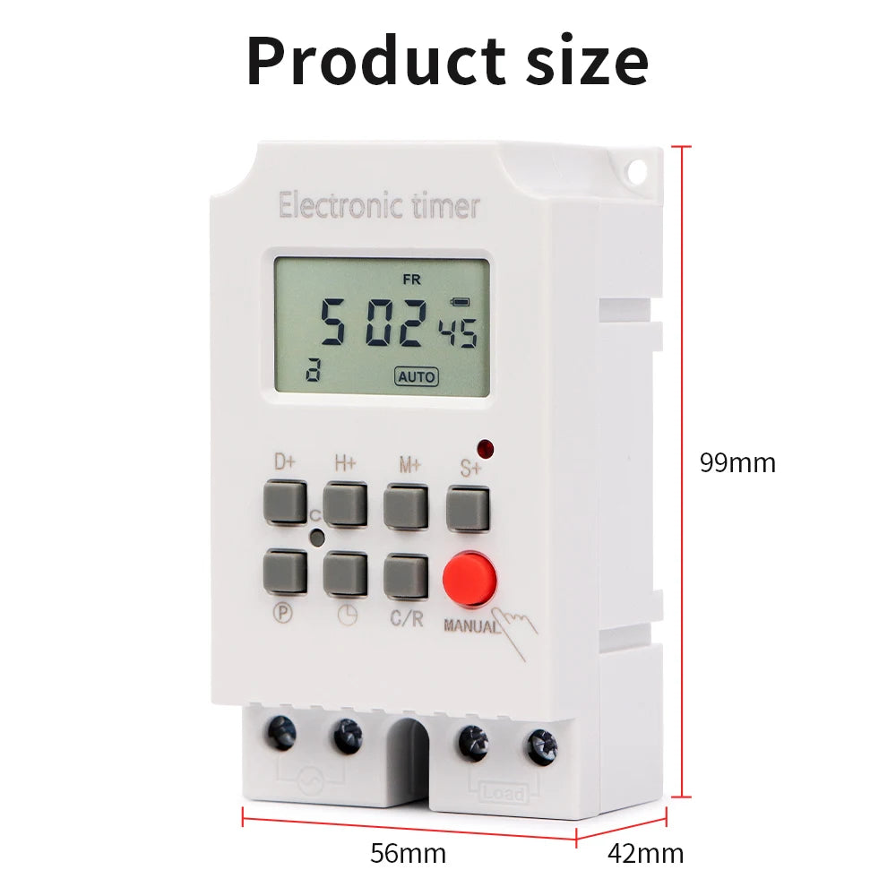Digital 7-Day Programmable Timer Relay 220V 25/30A with Power Outage Memory