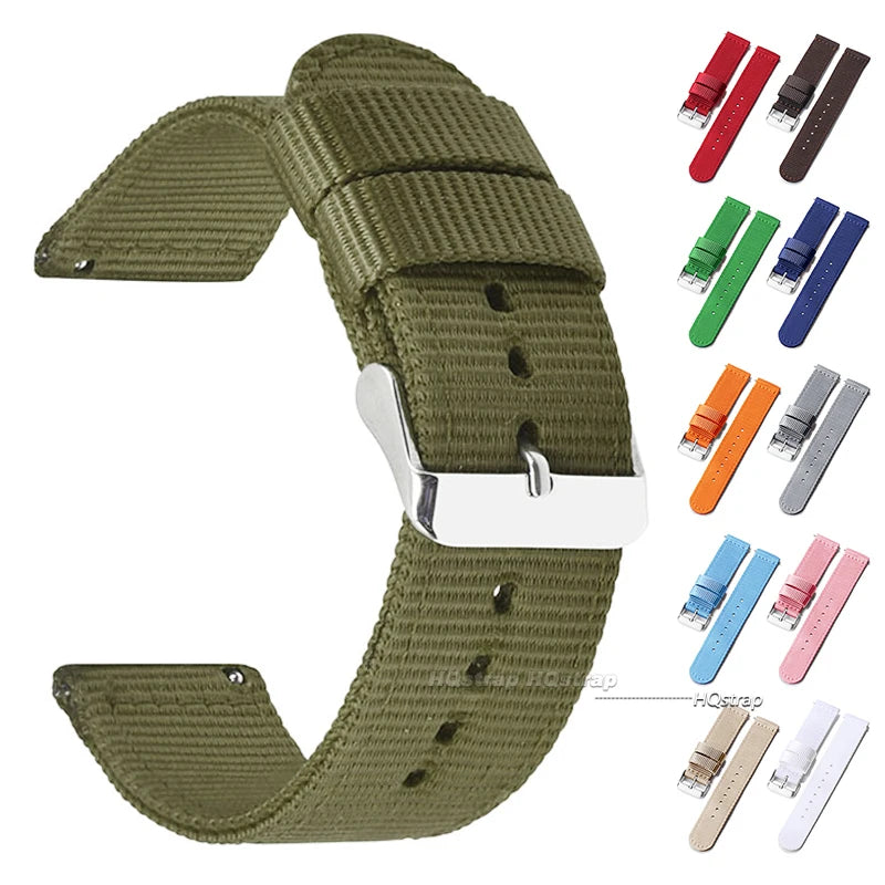 Nylon Quick Release Watch Band 18-24mm Military Woven Strap for Seiko Men Women