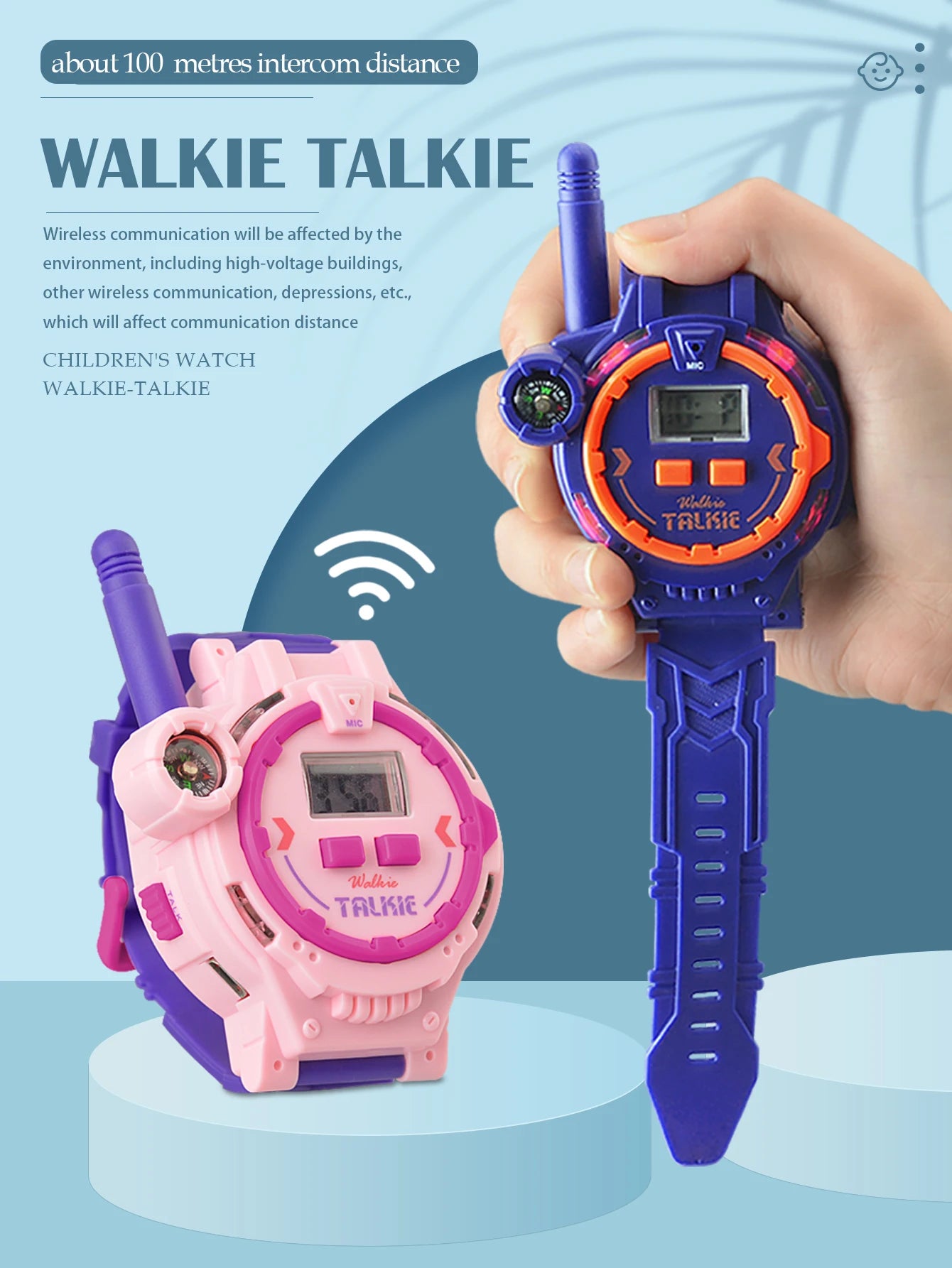CowLost | product_id-2pcs-rechargeable-electronic-walkie-talkie-watch-with-compass-kids-toy-gift |6