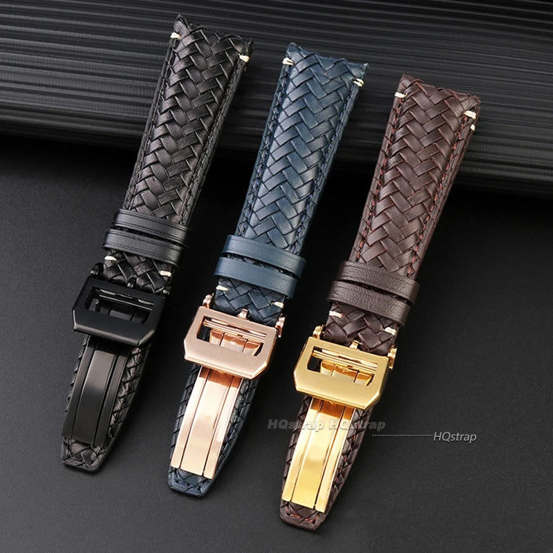 CowLost | bracelets-product_id-20mm-22mm-genuine-leather-cowhide-woven-watchband-for-iwc-portugieser-pilot-omega |9