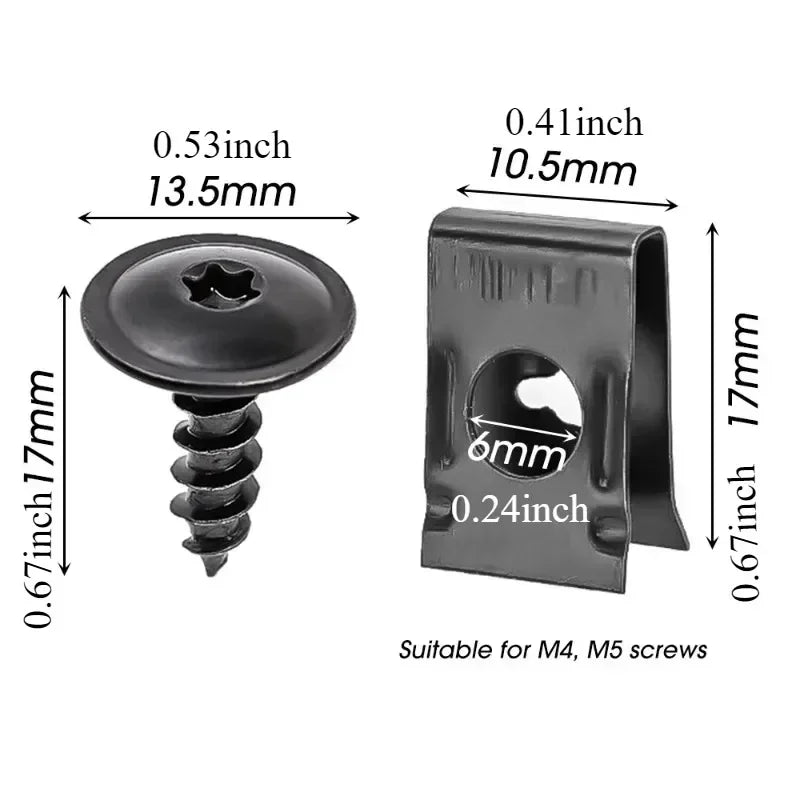 CowLost | product_id-60-40-20pcs-car-motorcycle-metal-u-type-screw-tapping-clips-with-anti-rust-buckles |2