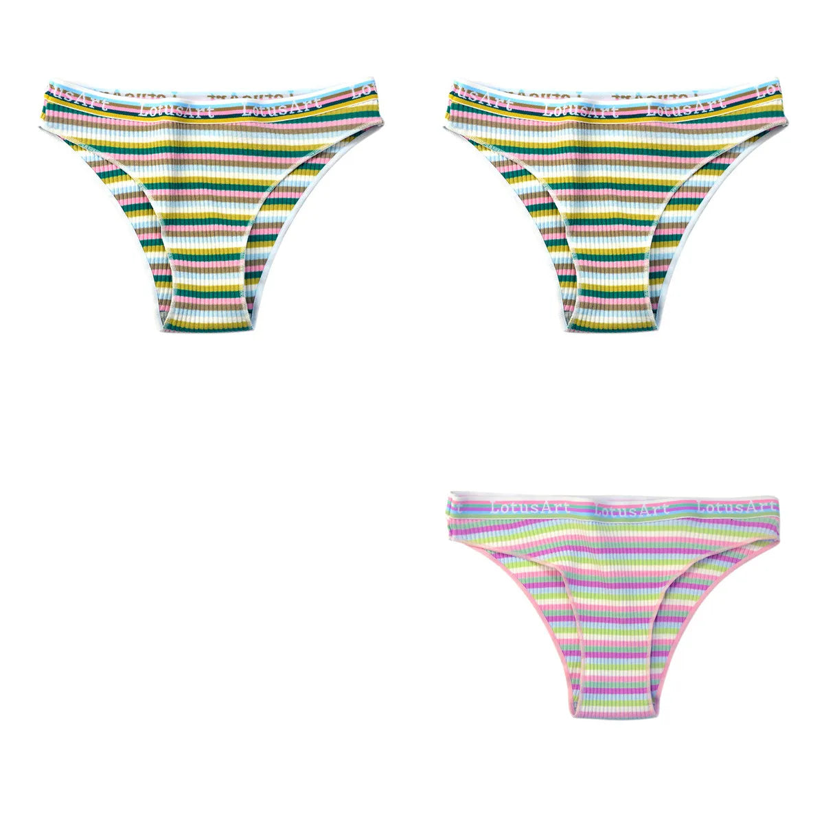 CowLost | product_id-3pcs-women-s-low-waist-striped-cotton-briefs-m-xxl-breathable-panties |11