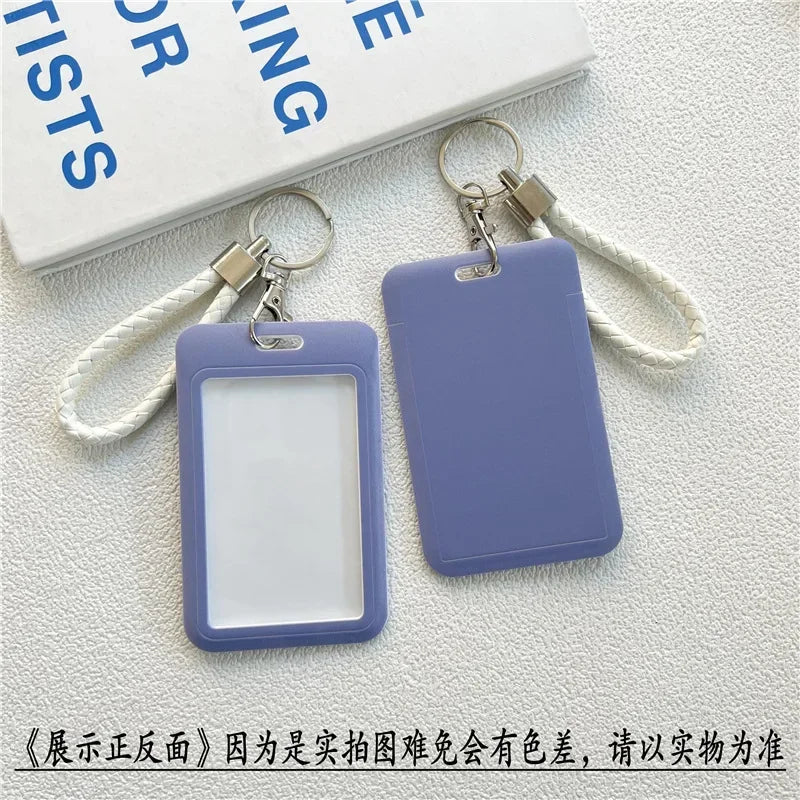 1Pc Solid Color Student Bus ID Card Protective Cover