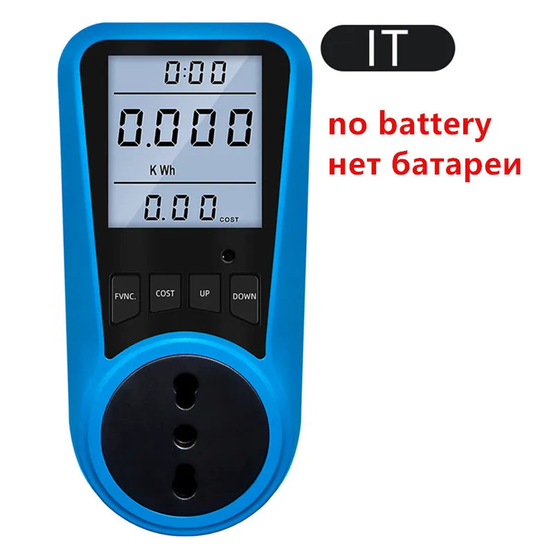 Digital Wattmeter Power Meter Voltmeter AC 220V LCD Backlight Energy Tester with EU US UK AU FR BR IT Plug