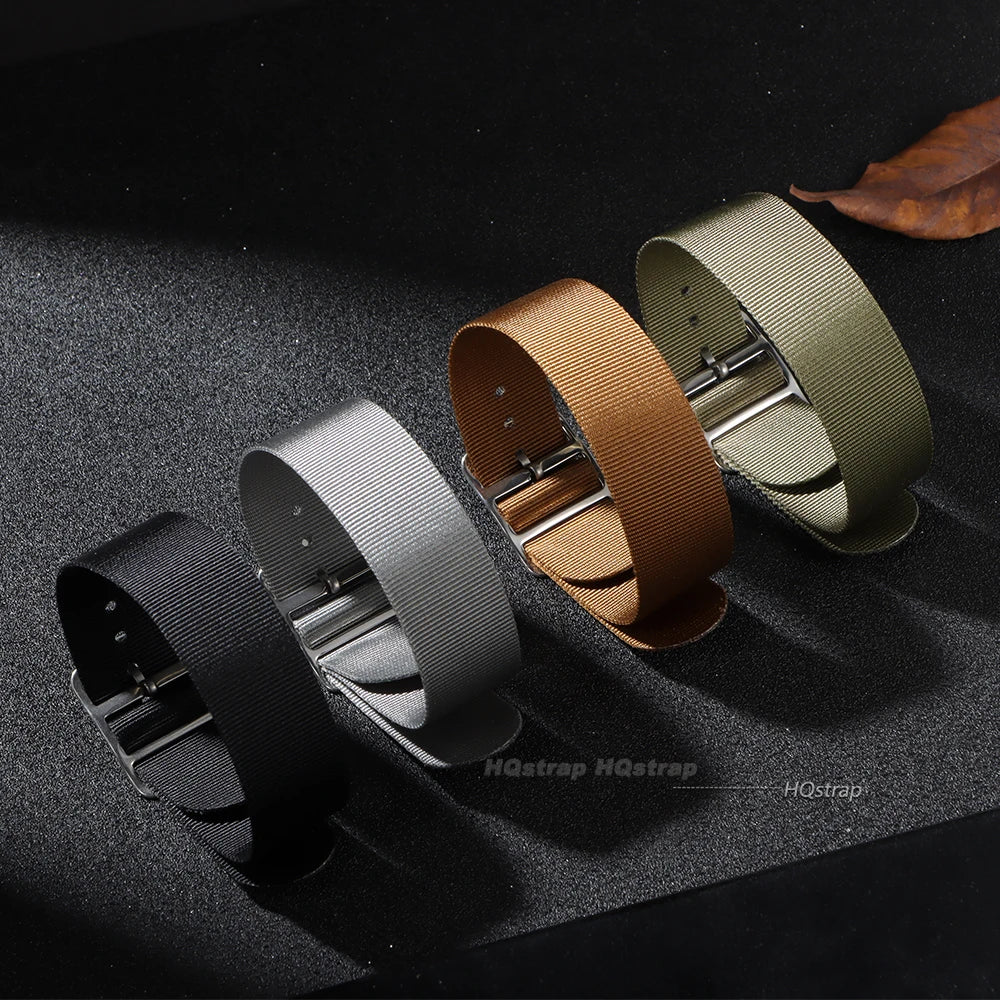 Nylon Military Watch Strap Unisex Casual Replacement Band Brown Green Black 20mm