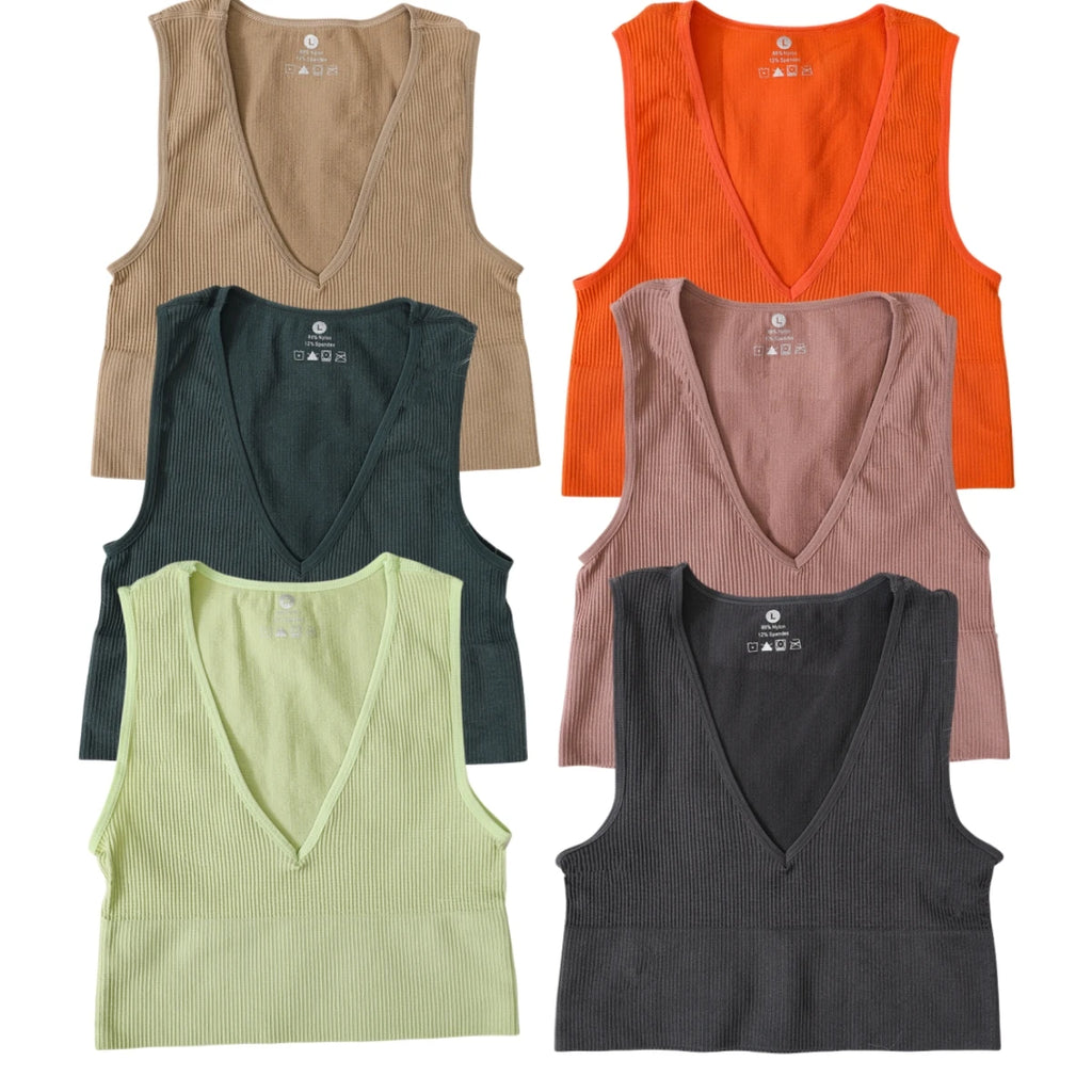 CowLost | product_id-women-seamless-v-neck-solid-crop-top-sports-bra-tank-m-xl |1
