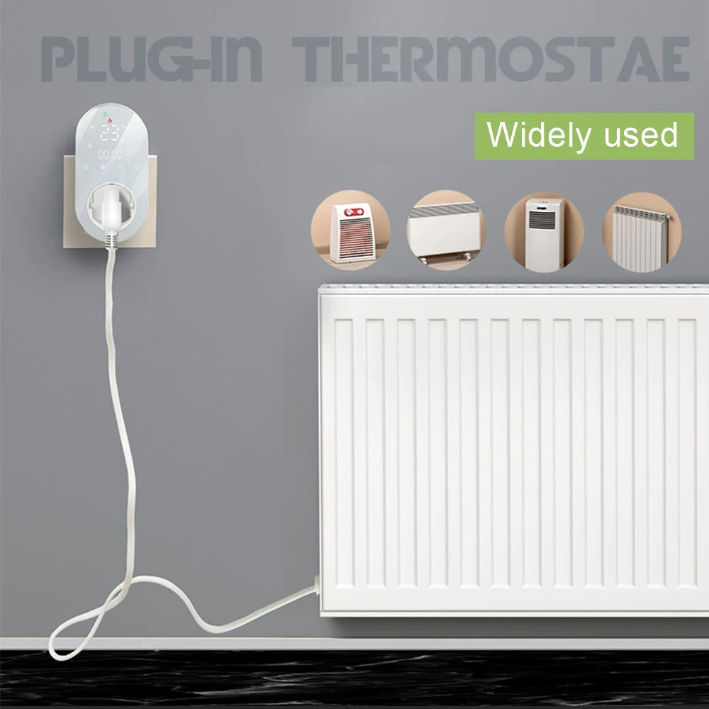 Tuya WiFi Smart Thermostat Socket 16A 220V APP Temperature Controller EU Plug