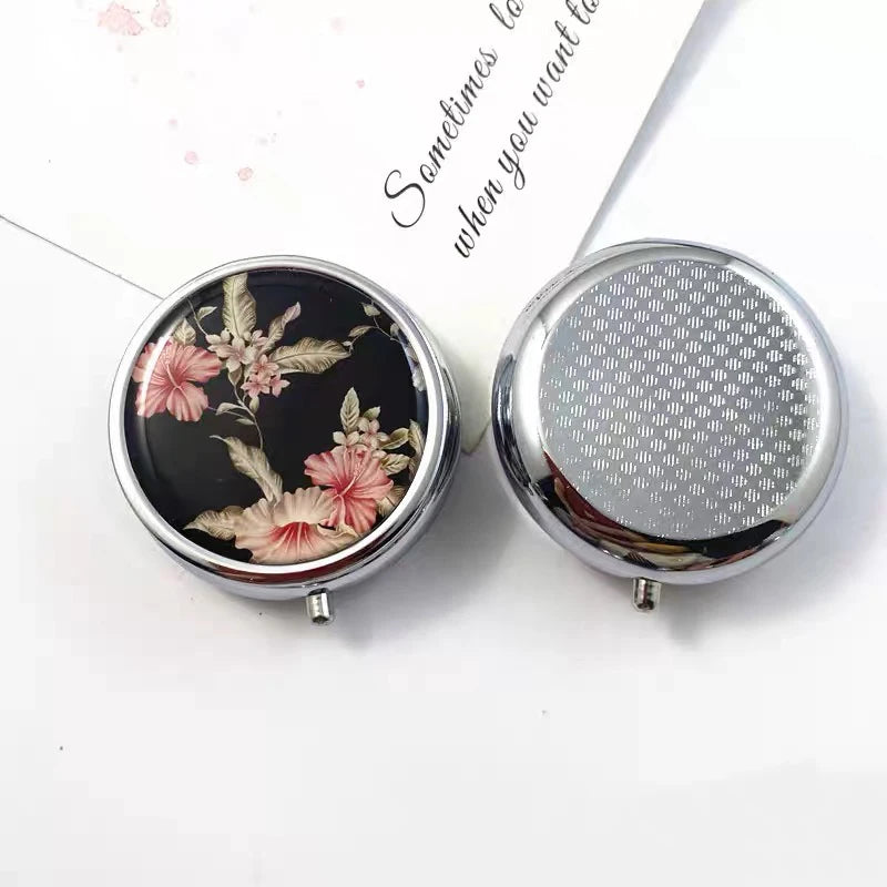 CowLost | product_id-portable-metal-round-medicine-storage-box-dispenser-with-natural-pattern-for-travel-and-camping |4