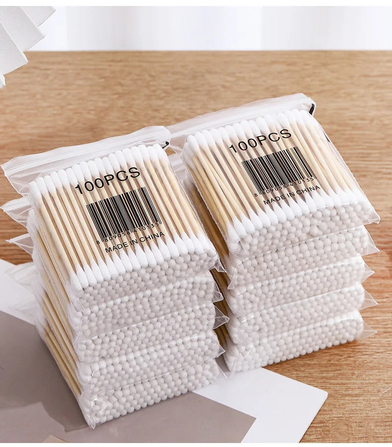 CowLost | 500pcs-double-head-wood-cotton-swab-nose-ears-cleaning |15