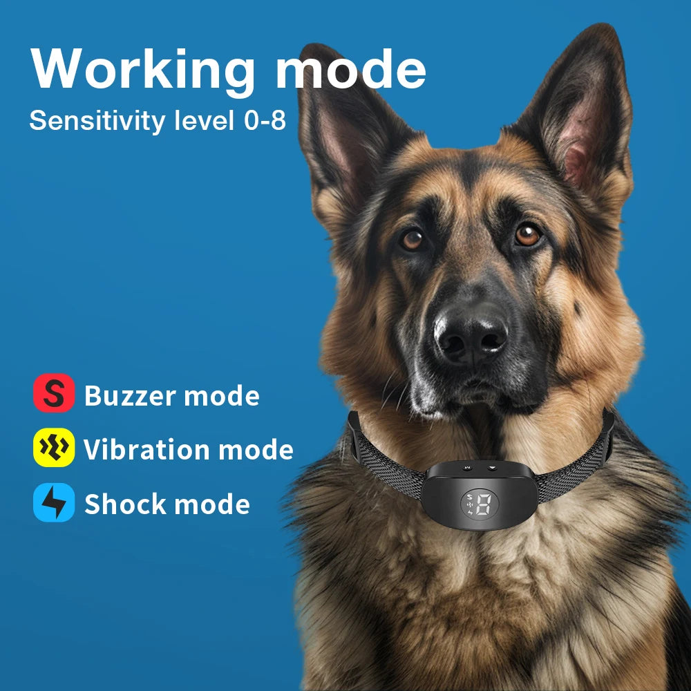 Rechargeable Automatic Anti Barking Dog Collar IP67 Waterproof Shock & Vibration Training Collar for 8-120lbs Dogs