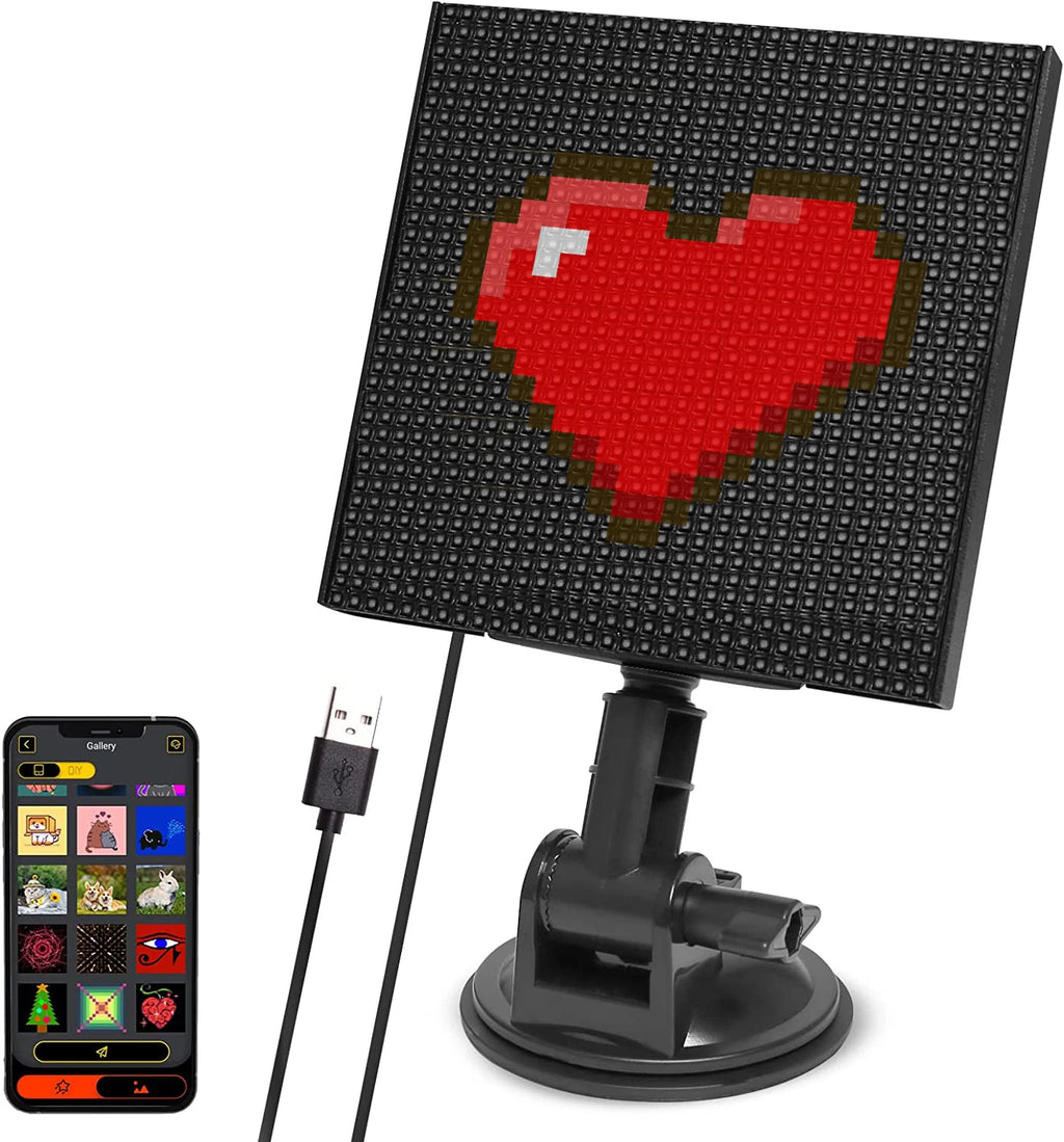 Mexllex RGB USB Smart LED Matrix Pixel Display Panel with APP Control for Text, Car Sign, and Night Light