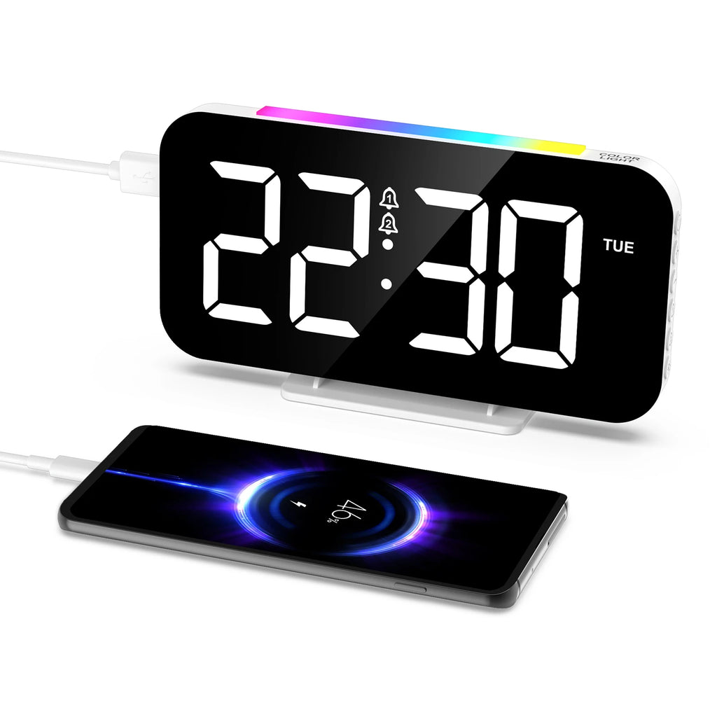 ORIA Digital Alarm Clock Large LED Display with 10 Color Night Light and Dual Alarms for Bedroom Office