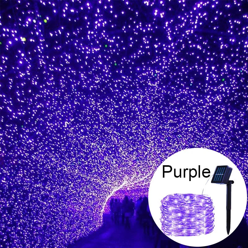 Solar Outdoor Fairy String Lights, 50-300 LED Copper Silver Wire, Waterproof, 8 Modes for Christmas & Wedding
