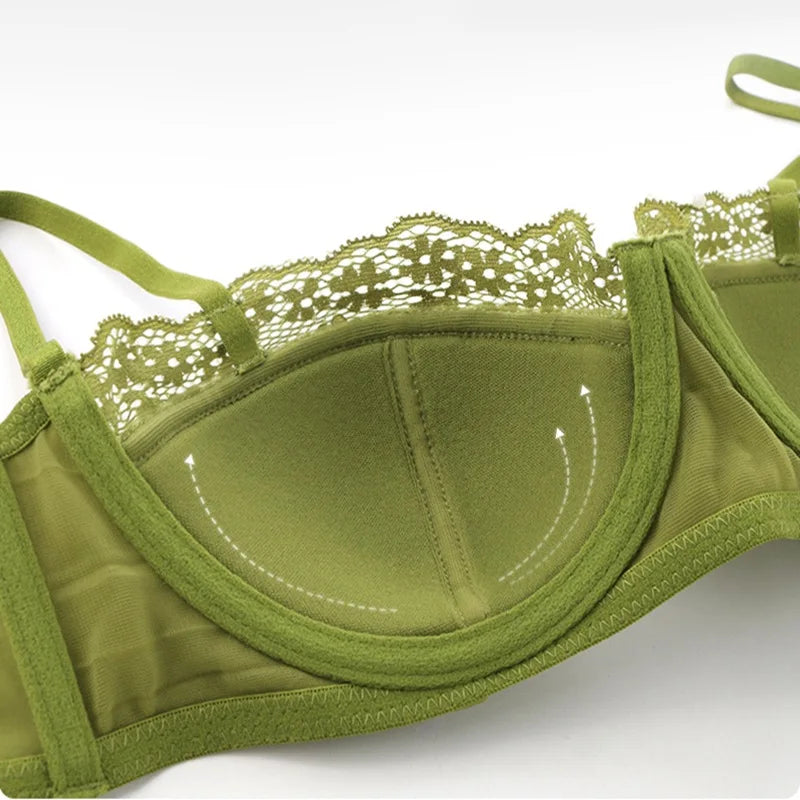 CowLost | underwear-thin-section-womens-big-breasts-show-small-gathered-breasts-anti-sagging-french-sexy-lace-half-cup-beautiful-back-bra |2