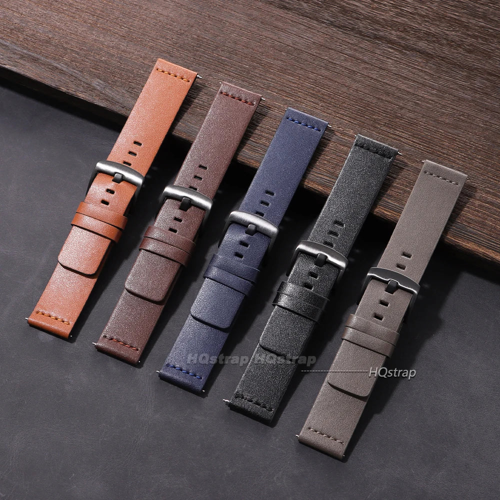 18mm-24mm Leather Watch Band for Samsung Galaxy Watch 7 6 5 4 & Gear S3 with Quick Release