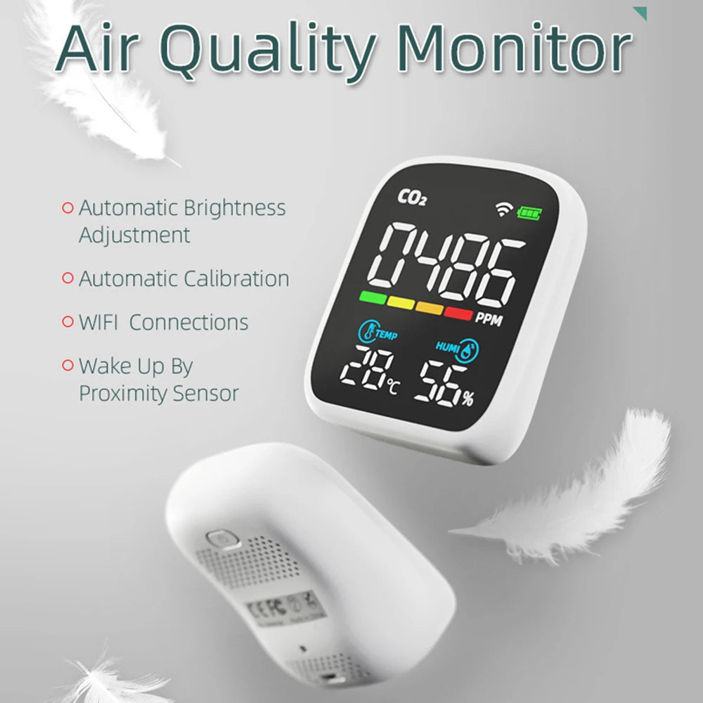 Portable WIFI Air Quality Tester with APP Control PM2.5 CO2 Temperature Humidity Meter
