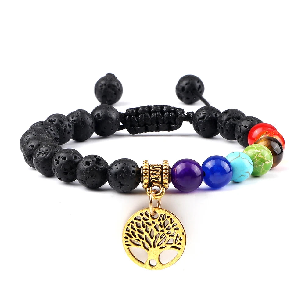 CowLost | badge-pass-holders-mens-natural-volcanic-rock-7-chakra-healing-bracelet |29