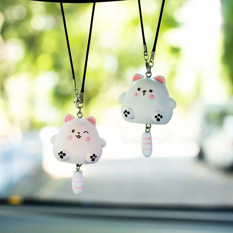 CowLost | product_id-resin-chubby-anime-cat-rearview-mirror-pendant-with-wagging-tail-ornament-gift |1