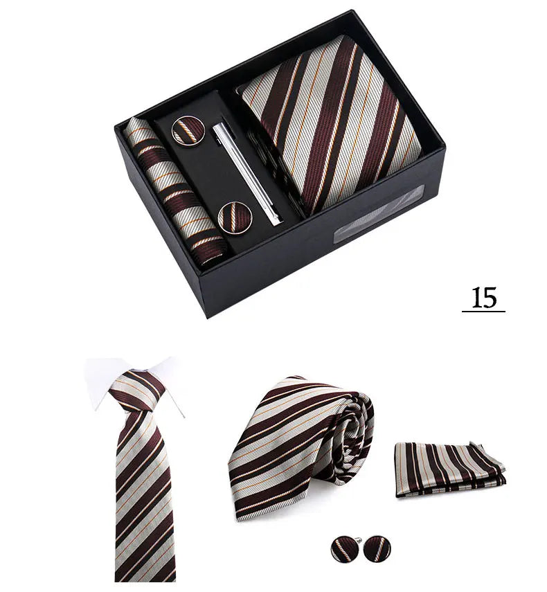 CowLost | tie-men-with-box-top-quality-business-ties-hanky-cufflink-set |15