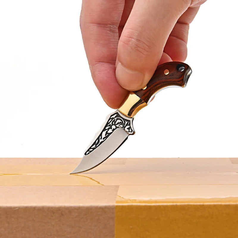 CowLost | activewear-pants-portable-mini-folding-knife-brass-color-wood-handle-stainless-steel-blade |8