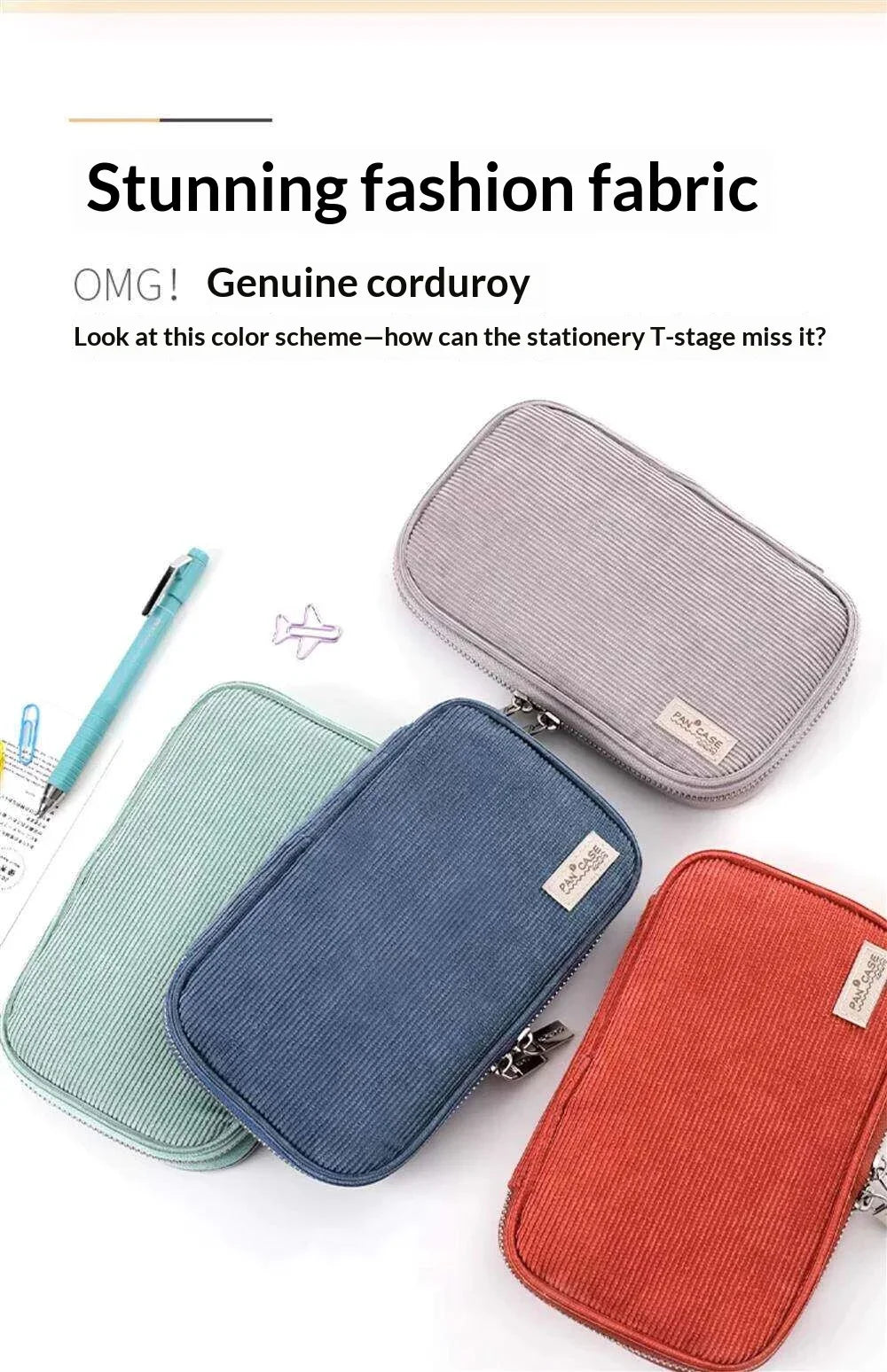 CowLost | product_id-kokuyo-japan-pancase-retro-large-capacity-corduroy-pencil-bag-for-students-office |7