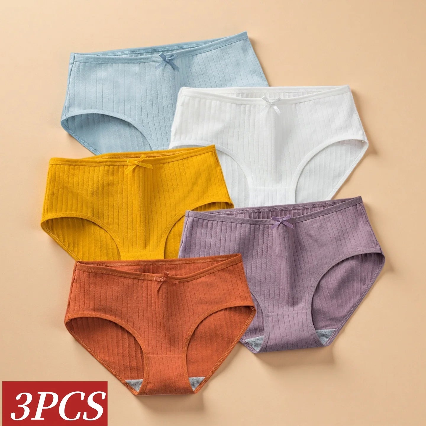 CowLost | product_id-3pcs-women-s-low-waist-breathable-cotton-solid-briefs |2