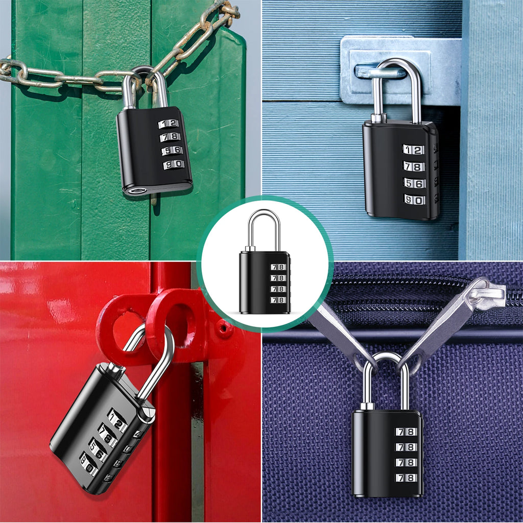 ORIA 2-Pack 4-Digit Waterproof Combination Padlocks for Outdoor Gym Trunk Security Black