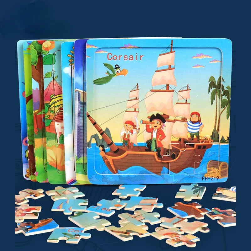 CowLost | fencing-barriers-20-piece-wooden-3d-cartoon-puzzle-educational-toy |3