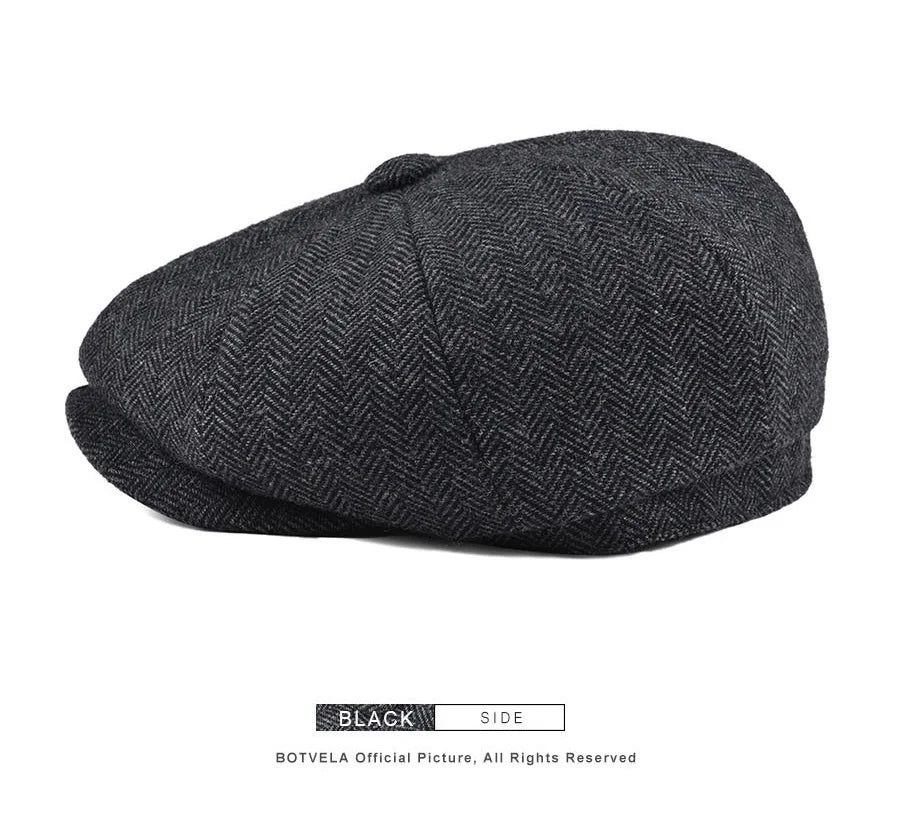 CowLost | botvela-wool-tweed-newsboy-cap-herringbone |11