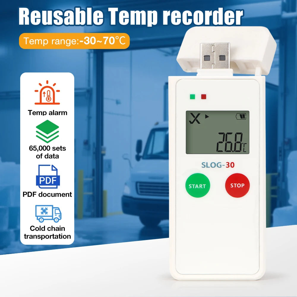 Reusable USB Temperature Data Logger 65000 Sets PDF Report for Food Medicine Vaccine Cold-Chain