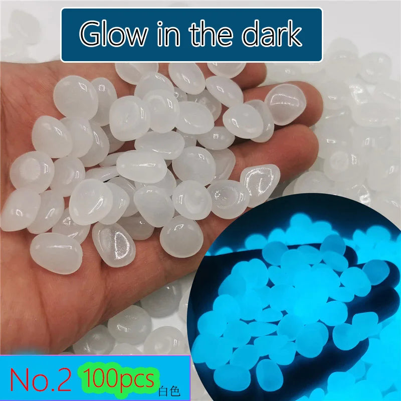 100pcs 14x11mm Dark Pebbles Glow Fish Garden Stone Aquarium Decoration