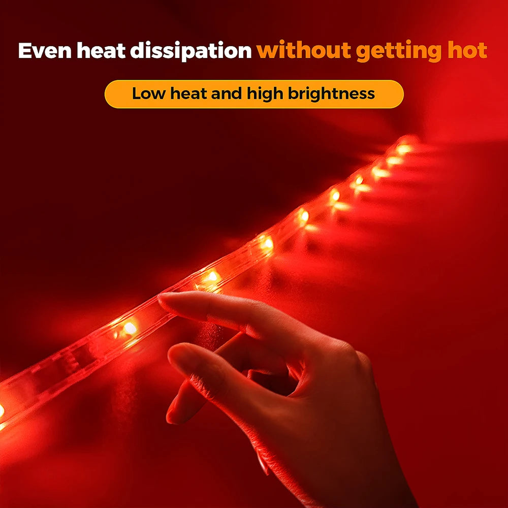 30M/20M RGB 5050 LED Strip IP65 Waterproof Silicone Tape with APP & 44-Key Remote, Music Sync, Color Change for Pool & Balcony