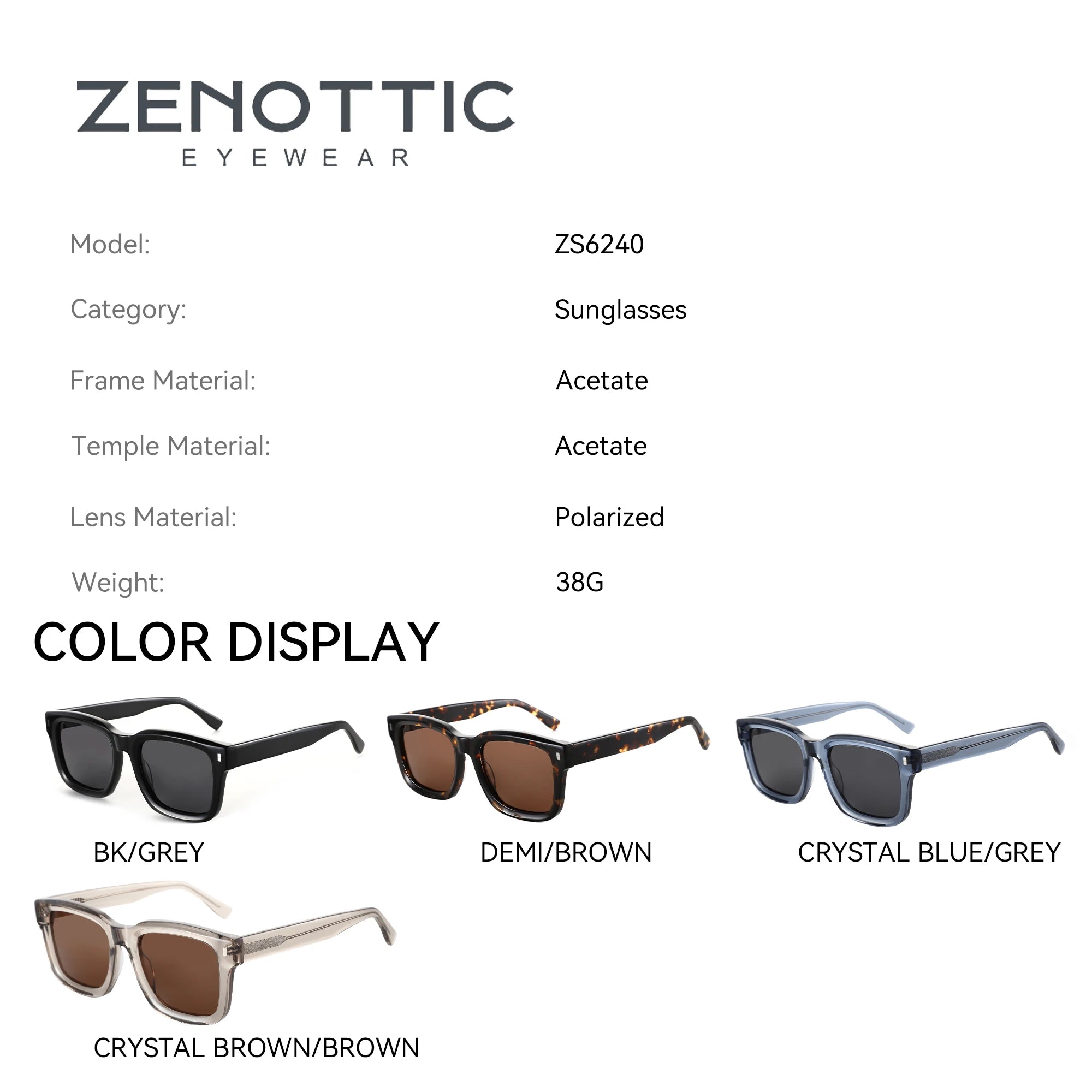CowLost | zenottic-classic-design-polarized-sunglasses-unisex-handmade-acetate-thick-frame |2
