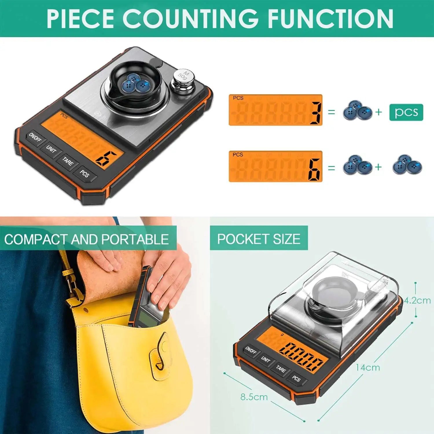 Brifit 0.001g-50g Digital Pocket Scale with Calibration Weights and LED Display