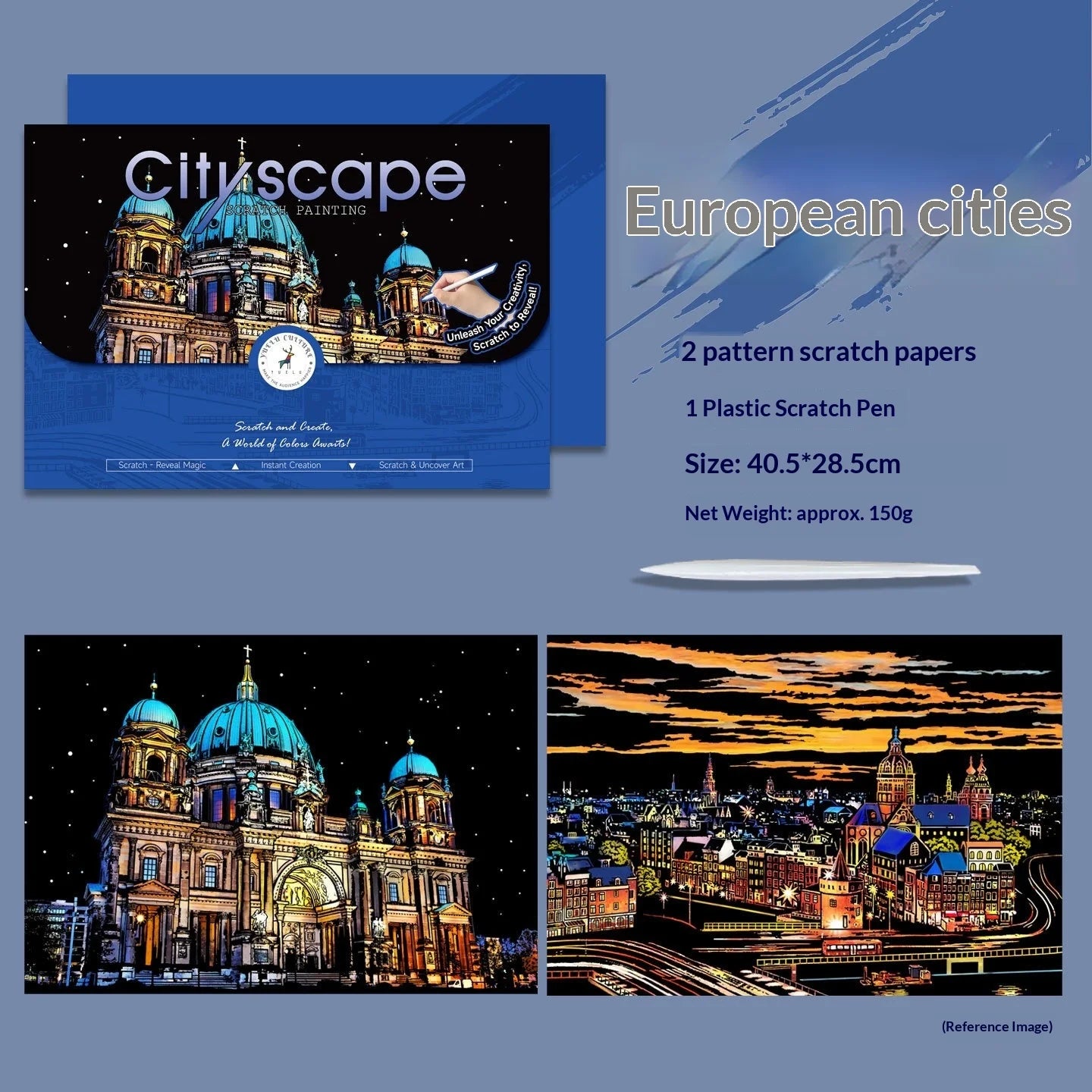 CowLost | product_id-2-pcs-diy-scratch-painting-set-famous-buildings-cityscape-night-view-40-5x28-5-cm |24