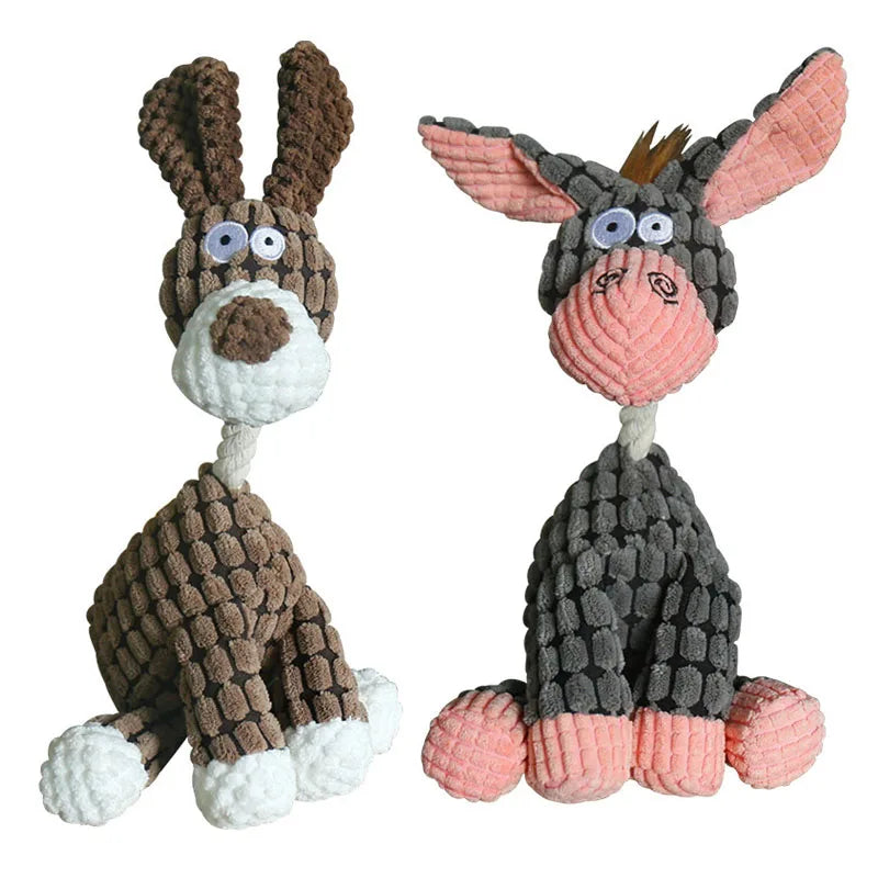 CowLost | dog-kennel-run-accessories-donkey-shape-corduroy-squeaky-dog-chew-toy |1