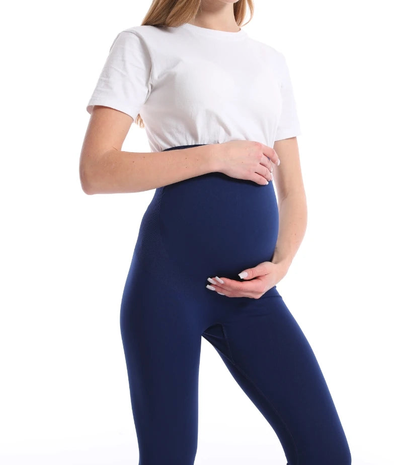 CowLost | product_id-high-waist-maternity-leggings-with-belly-support-skinny-knit-pants |11