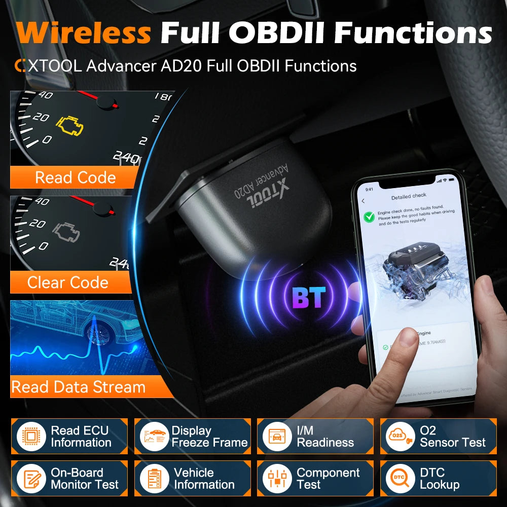 CowLost | xtool-advancer-ad20-mini-bluetooth-5-0-obd2-scanner-full-obd2-functions-car-diagnostic-scan-tool-read-clear-fault-code-universal |3