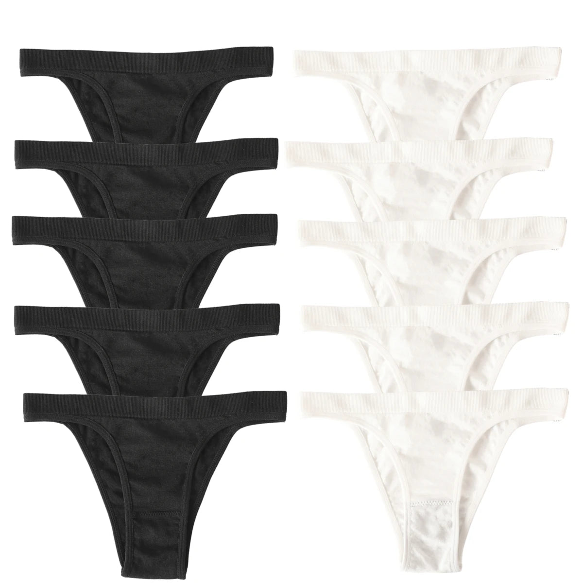 CowLost | product_id-10pcs-womens-seamless-ribbed-high-leg-sports-thong-underwear-set |24