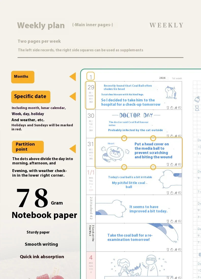 CowLost | product_id-kinbor-2026-weekly-monthly-plan-notebook-with-10-patterns-78g-paper-120-sheets |13