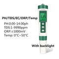 5-in-1 Digital pH TDS EC ORP Temperature Meter Portable Water Quality Tester