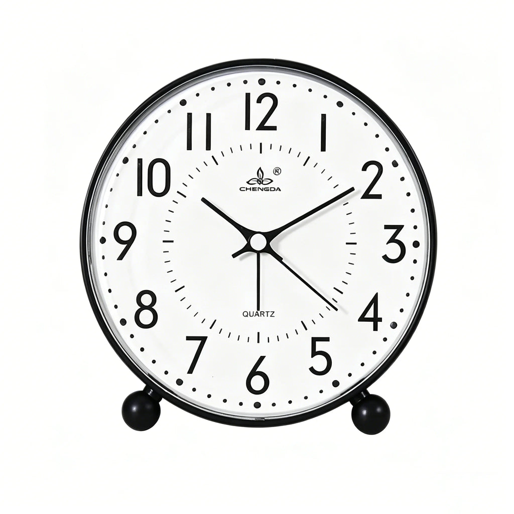5 Inch Round Analog Quartz Alarm Clock Battery Powered for Bedroom Office Home
