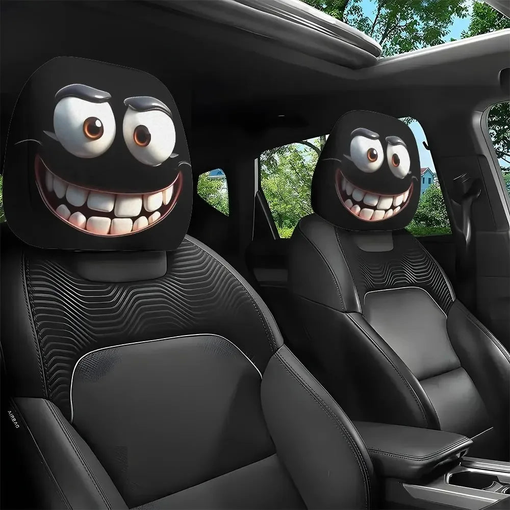 CowLost | car-seat-covers-product_id-2pcs-smiley-face-car-pillowcase-soft-polyester-headrest-cushion-covers-washable |1