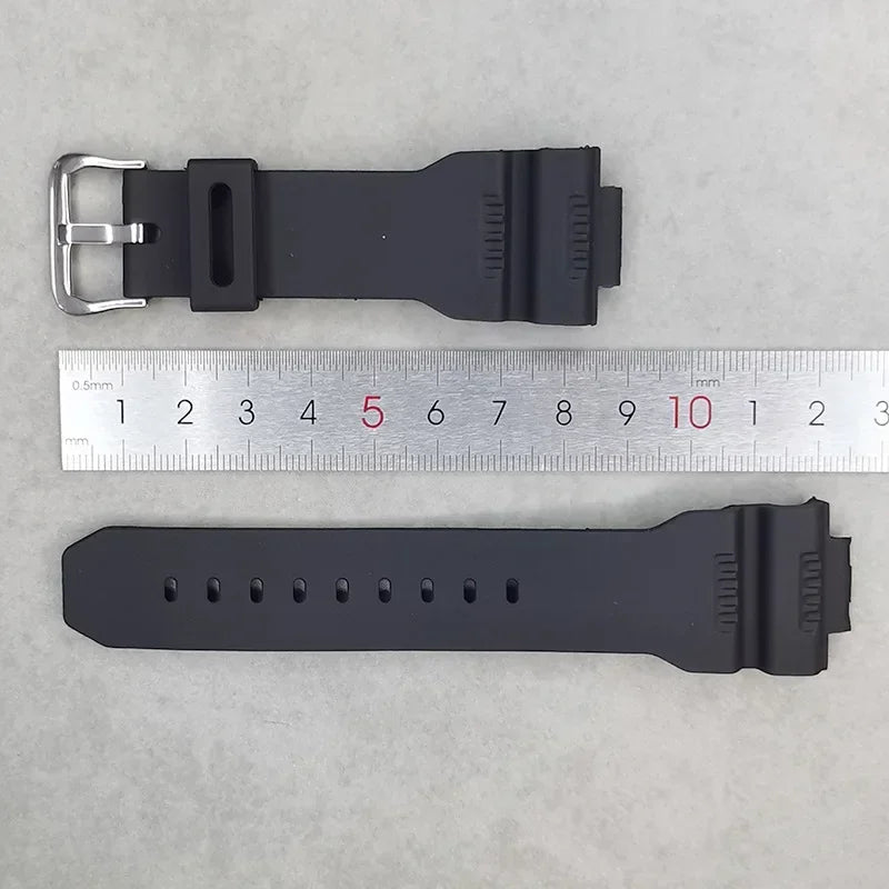 Black Silicone PU Watchband for GW-7900B G-7900SL GR-7900NV G7900 Series 16x28mm Bracelet