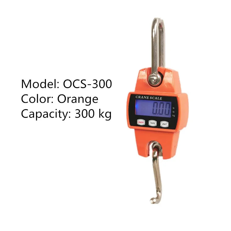 300kg Heavy Duty Electronic Digital Crane Scale 50g Accuracy Stainless Steel Hook LCD Display