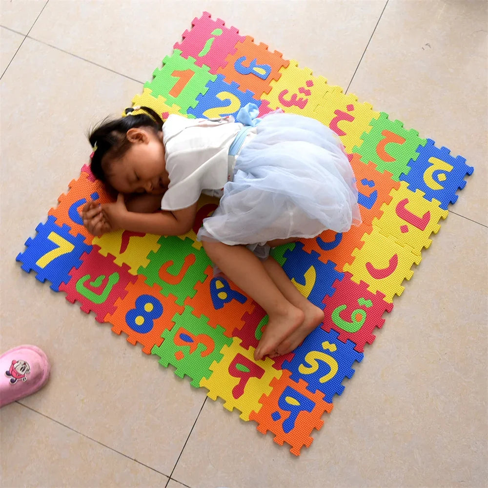 Arabic Kids Foam Play Mat 5.5x5.5 Inch Interlocking Alphabet Numbers EVA Floor Puzzle Tiles