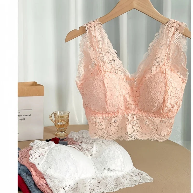 CowLost | product_id-women-s-lace-wire-free-padded-deep-v-neck-bralette-tank-top |3