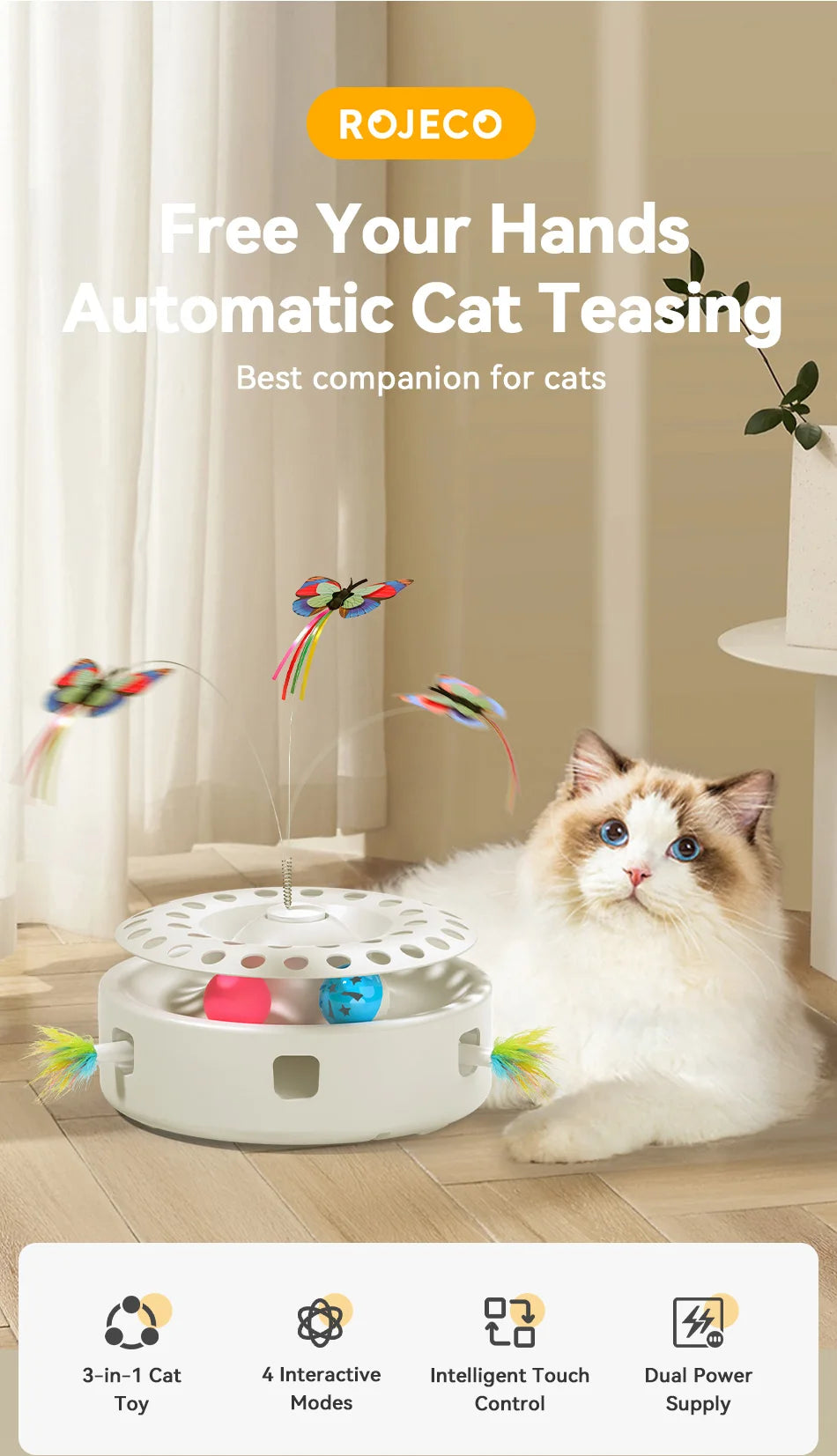 CowLost | cat-treats-rojeco-automatic-smart-cat-toy-3-in-1-interactive-set |7