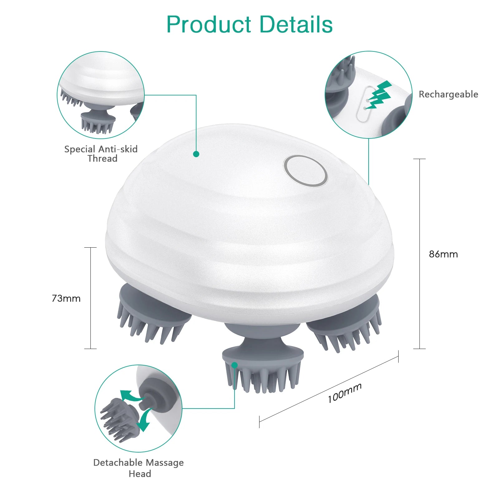 ORIA Handheld Electric Pet Massager with 8 Detachable Heads for Cats and Dogs