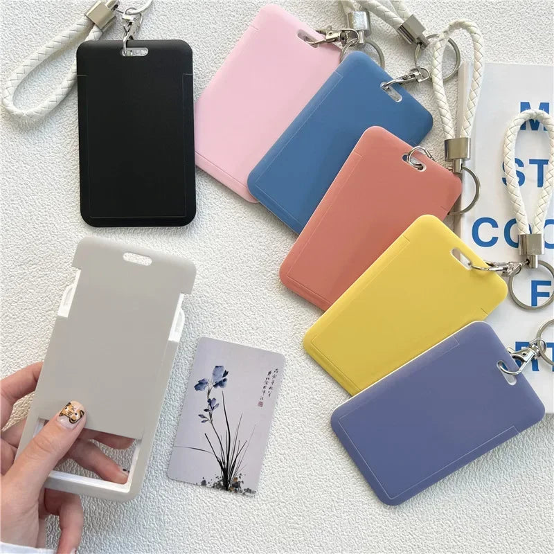 CowLost | handbags-solid-color-student-bus-id-card-protective-cover-keyring |3